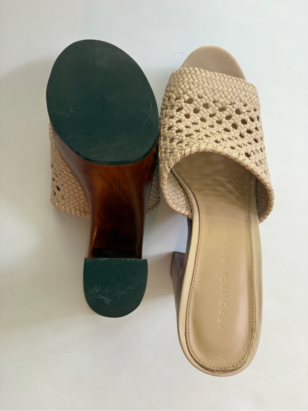 Veronica Beard Tan Woven Slide Mules - Picture 3 of 5
